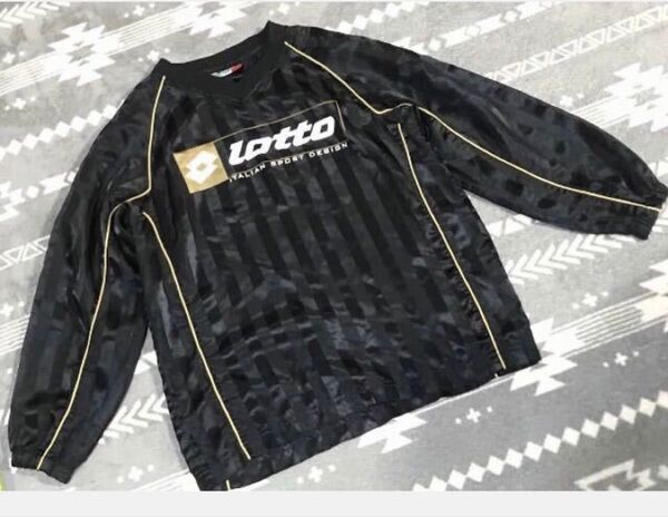 ★子ども サイズ140 lotto Vネック 長袖 スポーツウェア 黒 中古 ★ウインドブレーカー