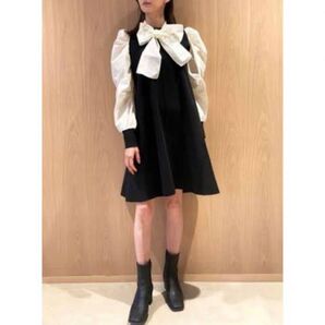 Celford バックティアードミニワンピース 長袖ワンピース/36/ポリエステル/BLK/無地/