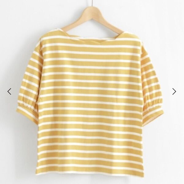 スカラップボーダーボリュームTシャツ 黄色 イエロー カットソー マジェスティックレゴン ヘザー INGNI Honeys 子供服