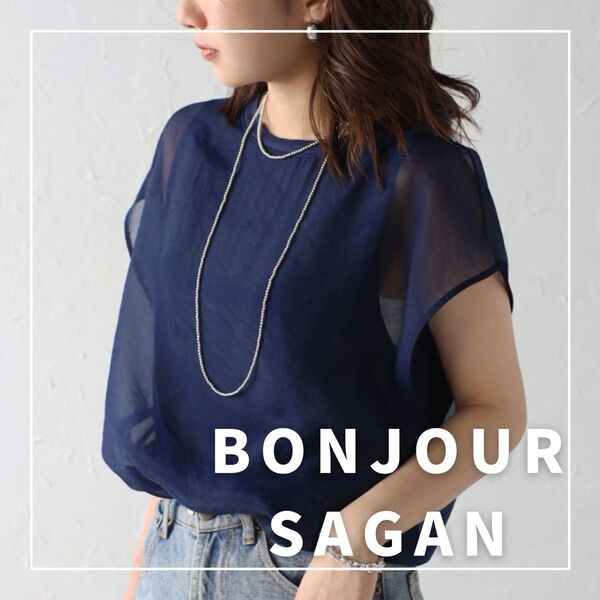 "新品・タグ付"レイヤードシアーフレンチプルオーバー/BONJOUR SAGAN