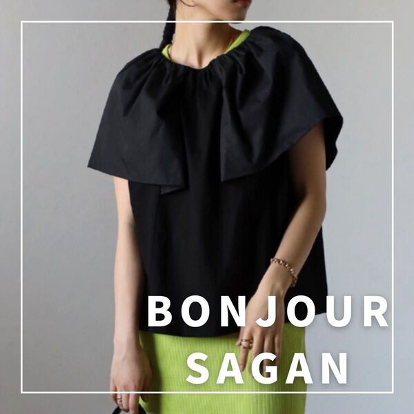 "新品・タグ付"コットン100%ケープカラーブラウス/BONJOUR SAGAN