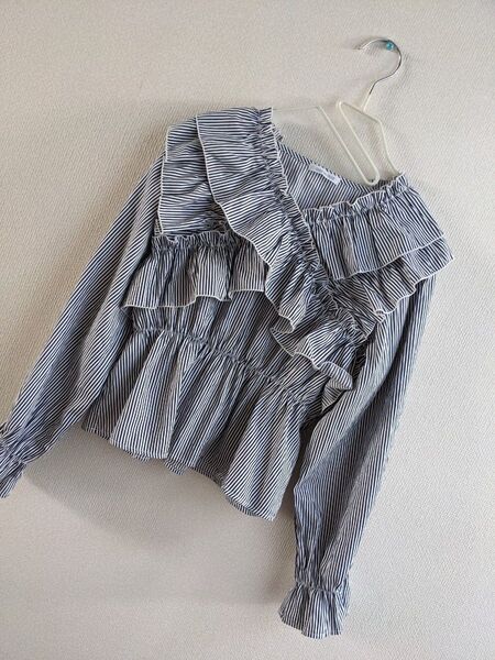 ★OLIVE de OLIVE★ストライプ柄ブラウス フリル ブラウス 大人可愛い