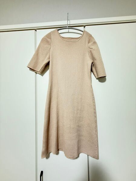 ナイスクラップ NICE CLAUP 半袖ワンピース リブ素材 フリーサイズ