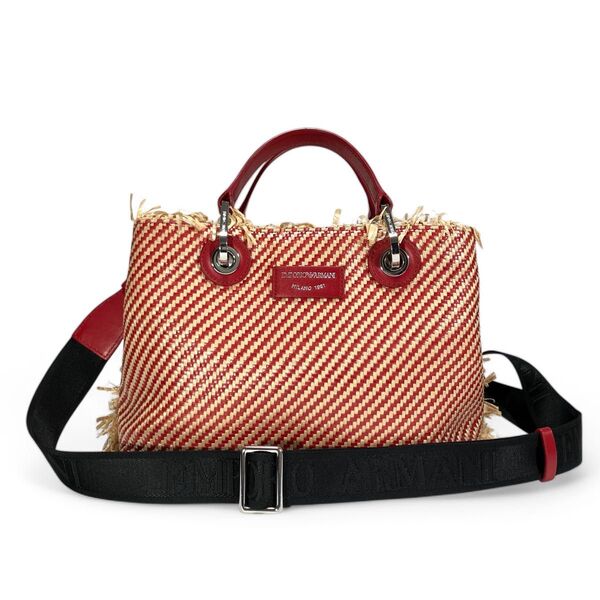 新品同様 EMPORIOARMANI エンポリオアルマーニ ハンドバッグ ショルダーバッグ 2way ストロー かご MyEA