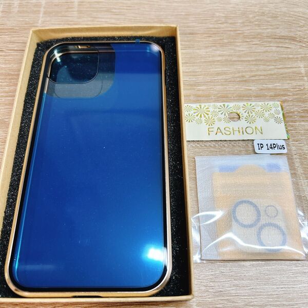 iPhone14 plus 用ケース アルミバンパー 両面強化ガラス ロック式