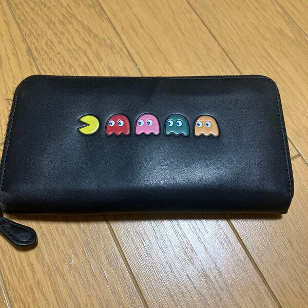 COACH ラウンドファスナー 長財布 コーチ パックマン コラボ 中古 メンズ レザー ウォレット