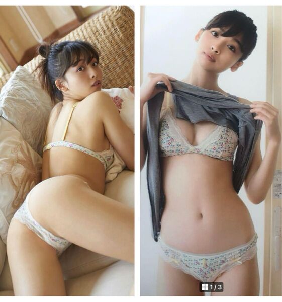 ④華村あすかさんの抱き枕カバー/160㎝・50㎝/花柄ビキニ・グレーTシャツ