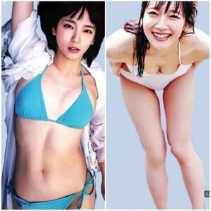 ①吉岡里帆さんの抱き枕カバー/90㎝45㎝/エメラルドブルービキニ・白ワンピース
