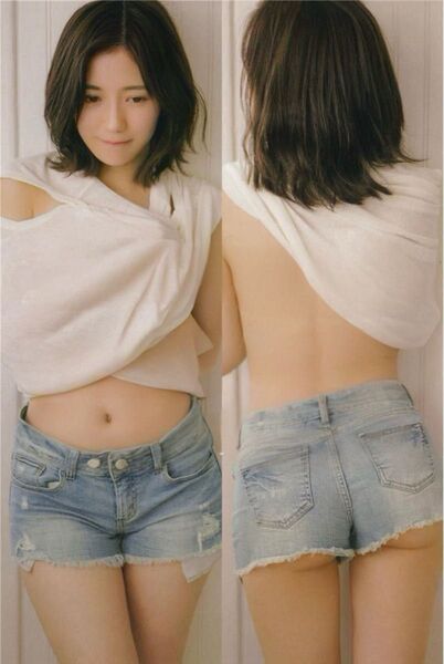 ①渡辺麻友さんの抱き枕カバー/160㎝・50㎝/Tシャツ・デニムショートパンツ