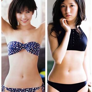 ⑥渡辺麻友さんの抱き枕カバー/90㎝・45㎝/紺赤模様・黒ビキニ