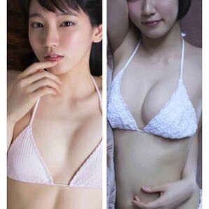 ⑦吉岡里帆さんの抱き枕カバー/90㎝45㎝/白・ピンクビキニ・バストショット