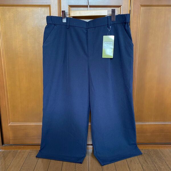新品 Lemore レディース大きいサイズ ネイビー,ブラック ワイドガウチョパンツ 4L