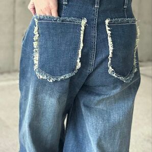 CANDAY 【キャンディ】ストレッチデニム カットオフ ワイドパンツ