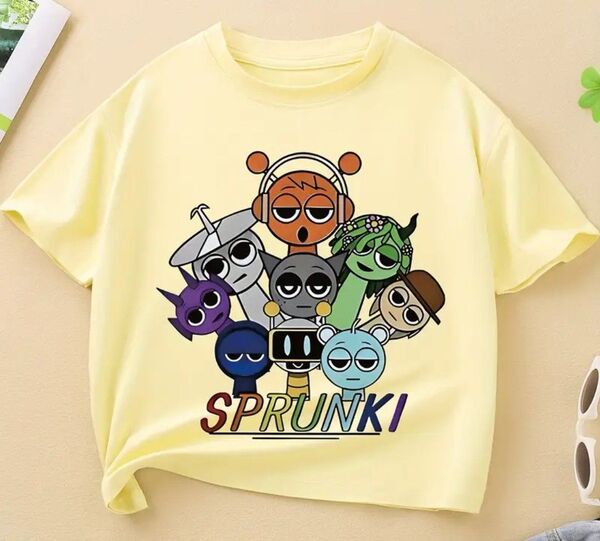 新品 Sprunki スプランキー Tシャツ 130 イエロー オレン グレー クルーカー ヴィネリア 半袖Tシャツ