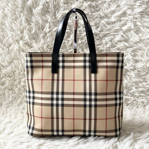 BURBERRY バーバリー ノバチェック ハンドバッグ PVC ベージュ