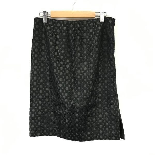 日本製★アクアスキュータム/Aquascutum★タイトスカート【W70cm/黒/black/ドット模様】Skirts◆BH999