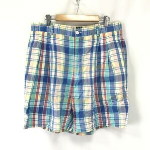 IZOD/アイゾット★ハーフパンツ【34/W84cm/股下20cm/blue/青系チェック柄】ショートパンツ/ズボン/Pants/Trouser◆BH922