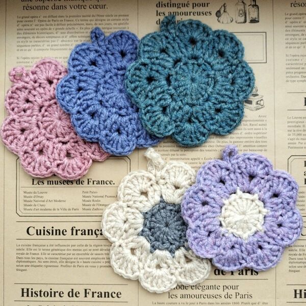 *Handmade* お花のアクリルたわし エコたわし コースター プチギフト お花