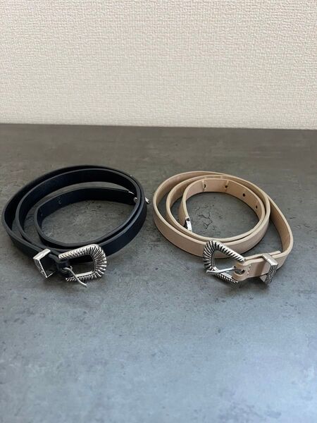 2点セット ベルト ブラック ベージュ セット売り