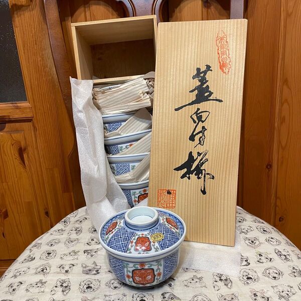 未使用! 有田焼 蓋付き どんぶり 5個セット 木箱入り