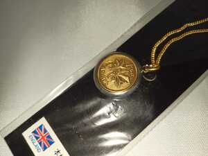本物コイン　ネックレス アクセサリー コイントップ チェーン 1セント　カナダ　金色 ゴールドカラー 42cm 1964
