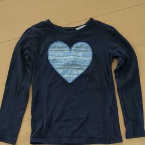 長袖シャツ ハート ネイビー 140cm 綿