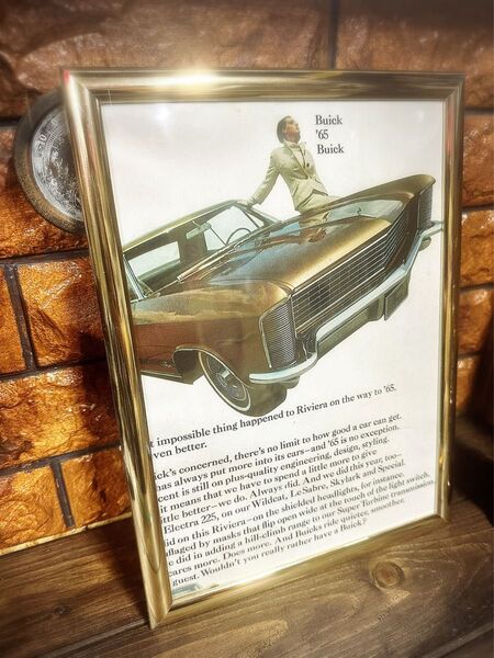 A4ポスターフレーム付き Buick 1965年広告 フォトフレーム アメ車 アメリカン雑貨 ガレージ 看板 装飾
