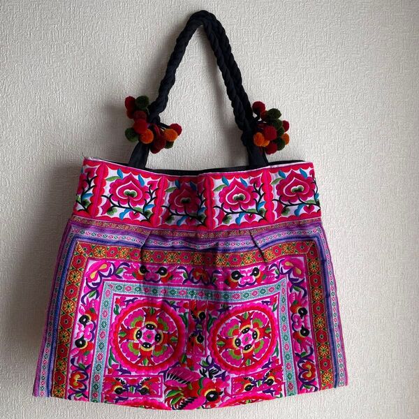 刺繍 ビッグ トート バッグ 大 アジアン