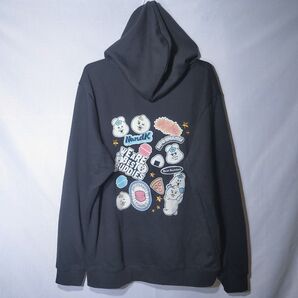 新品 パーカー XL んぽちゃむ きみまろ マカロン おんぶ 漫画 刺繍 裏毛