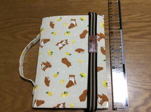  hand made / house total control file /. dog . lemon pattern /6 ring binder -/ refill 3 sheets attaching / approximately 23×16.5×2.3 centimeter /100. Daiso /siba cream color 