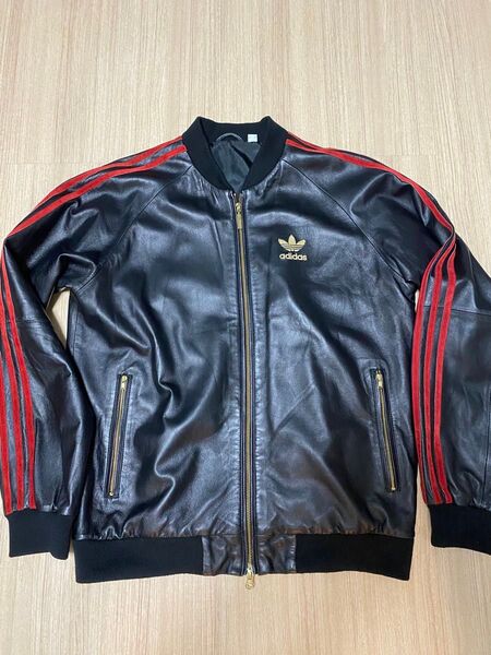 希少 アディダス レザージャケット ブラック XL ラムレザー