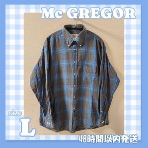 McGREGOR コットンチェックシャツ 長袖 ブルー/ブラウン Lサイズ