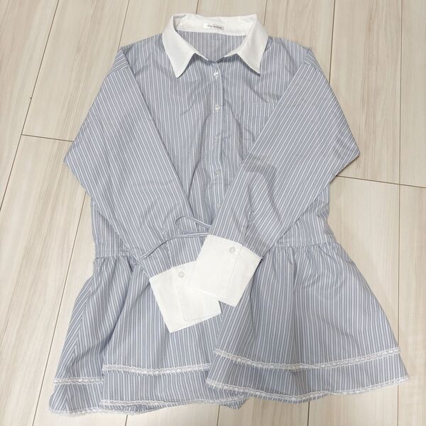OLIVE des OLIVE チュニックシャツワンピース/サックスブルー