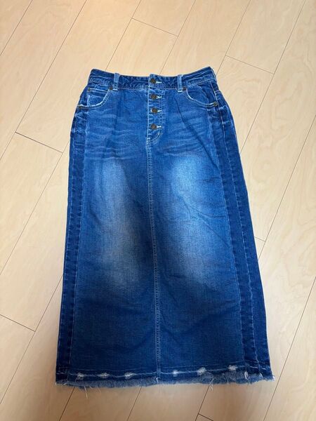 【美品】グリーンパークス バックスリットデニムロングスカート