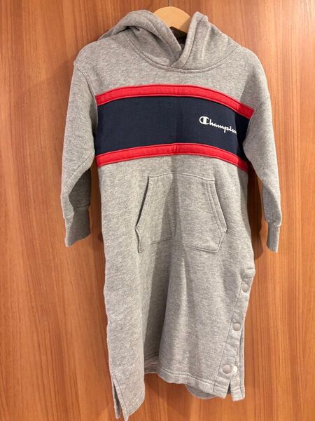 Champion XGIRL エックスガール ワンピース 100 チャンピオン グレー パーカー スウェット ビッグロゴ