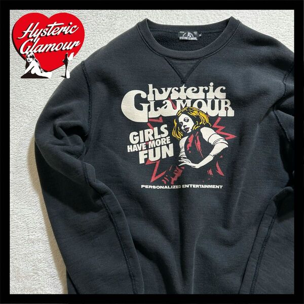 【HYSTERIC GLAMOUR】 スウェット M ヴィクセンガール トレーナー ウォッシュドブラック