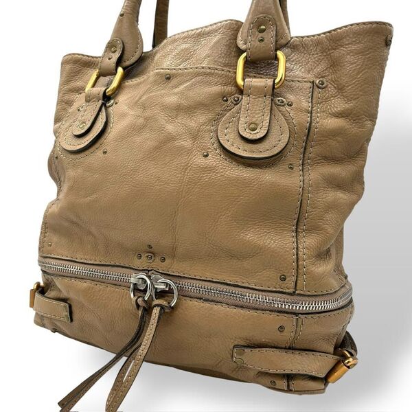 希少美品 1655 Chloe クロエ Paddington パディントン トートバッグ ハンドバッグ レザー ベージュ