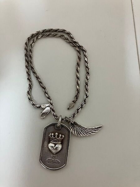 ROYAL ORDER TINY WING 羽 と KING BABY シルバー925 ペンダントトップ ハート 王冠 のセット