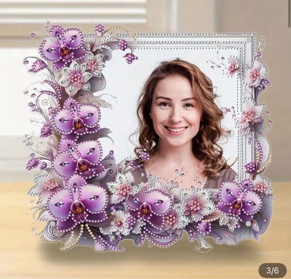 胡蝶蘭の写真立てダイヤモンドビーズアート(完成品)