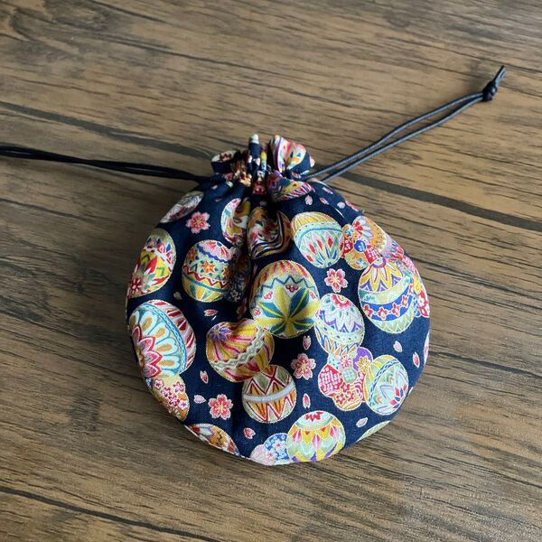ハンドメイド きんちゃく袋 巾着 丸底 ミニ巾着 ラメ お祭り
