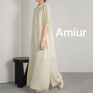 Amiur フラワーストレッチストレートワンピース