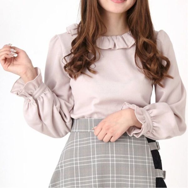 Ank Rouge アンクルージュ BACKリボンフリルカラーTOPS
