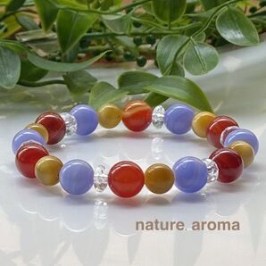 カーネリアン ブルーレースアゲート パワーストーン ブレスレット No.297