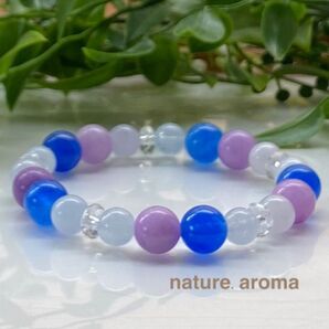 ブルーカルセドニー アクアマリン パワーストーンブレスレット No.111