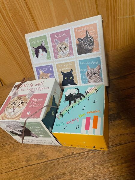 新品未使用 ヘッズ 猫ちゃんギフトBOX 3種セット 貼り箱 手作りお菓子箱