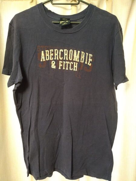 Abercrombie & Fitch ネイビー Tシャツ アバクロ ベッカム 半袖 Tシャツ オシャレダメージ加工