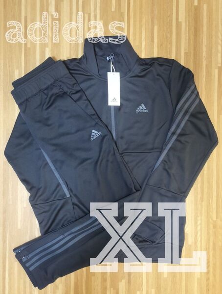 新品◆アディダス ジャージ上下 XL メンズadidas ブラック グレーライン