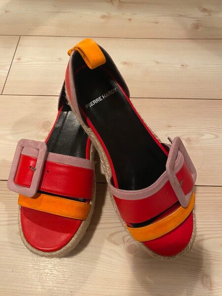 未使用 ピエールアルディ PIERRE HARDY エスパドリーユ サンダル マルチカラー 厚底 35