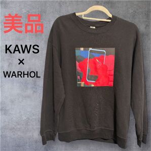 【希少】【美品】UT KAWS WARHOL コラボ ブラック スウェット トレーナー ブラック プリント