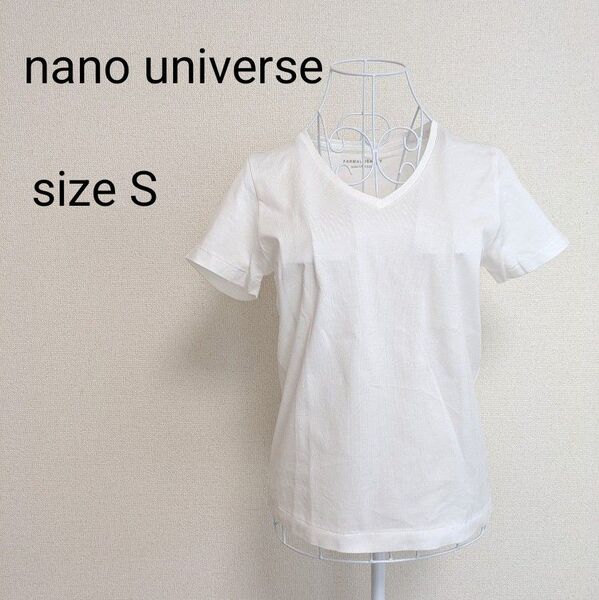 ナノユニバース Vネック Tシャツ 日本製 ホワイト 36